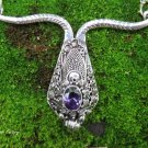 Sterling Silver and Amethyst Snake Head Necklace NS-138