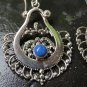 Silver Indian Style Earrings Bali Lapis lazuli Earrings ER-923-DG