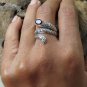 Silver Antique Look Snake Ring//Scale Ring//Garnet Ring//Adjustable Ring RI-750-DG