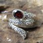 Silver Antique Look Snake Ring//Scale Ring//Garnet Ring//Adjustable Ring RI-750-DG