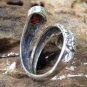 Silver Antique Look Snake Ring//Scale Ring//Garnet Ring//Adjustable Ring RI-750-DG