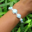 6.5 Inch 925 Silver and Seven Genuine Dominican Larimar Bracelet SBB-529-KT