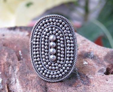 925 Silver Bali Beaded Ring, Rope Design, Adjustable Size SR-260-DG