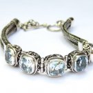 Silver //Genuine Blue Topaz //Tennis Bracelet//Dragon Bone Bracelet SBB-532-DG