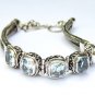 Silver //Genuine Blue Topaz //Tennis Bracelet//Dragon Bone Bracelet SBB-532-DG