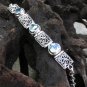Sterling Silver Five Blue Topaz Bali Designer Bracelet SBB-528-KT