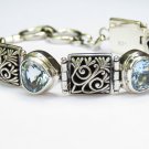 Sterling Silver Five Blue Topaz Bali Designer Bracelet SBB-528-KT
