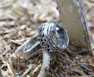 Silver Ring//Green Amethyst//Handmade Ring//Bali Ring//Genuine Amethyst RI-749-KT
