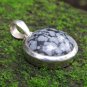 Round 925 Sterling Silver & Snowflake Obsidian Gemstone Pendant SP-918-NY