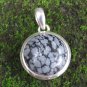Round 925 Sterling Silver & Snowflake Obsidian Gemstone Pendant SP-918-NY