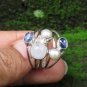 925 Silver Gemstone Ring//Rainbow Moonstone//Kyanite//Pearl//Cocktail Ring RI-758-KT