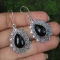 Silver Earrings//Love Heart//Black Onyx Gem//Teardrop Shape//Bali Earrings ER-933-NY