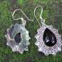 Silver Earrings//Love Heart//Black Onyx Gem//Teardrop Shape//Bali Earrings ER-933-NY