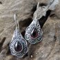 925 Silver Pearshape Garnet Cabochon Bali Earrings ER-928-NY