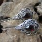 925 Silver Pearshape Garnet Cabochon Bali Earrings ER-928-NY