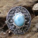 Silver Ring//Larimar//Bali Ring//Carribean Gemstone//Gemstone Ring RI-743-KT