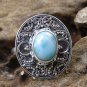 Silver Ring//Larimar//Bali Ring//Carribean Gemstone//Gemstone Ring RI-743-KT