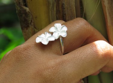 925 Silver Double Frangipani Ring//Floral Ring//Plumeria Ring//Bridal Ring SR-236-IKP