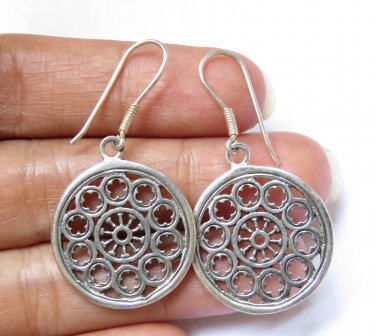 Unique Silver Round  Helm , Steering Wheel Ship Design Earrings SE-315-NY