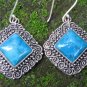 Sterling Silver Square Turquoise Bali Earrings ER-933-PS