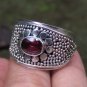 Heavy Sterling Silver Garnet Ring//Gemstone//Beaded Ring RI-757-PS