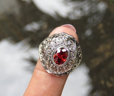 Sterling Silver Garnet Poison Ring LR-779-KA