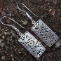 Silver Rectangle Filigree Earrings, Bali Earrings, Dangle Style, Ornate, SE-307-KA