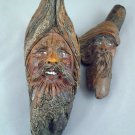 Wooden Folk Art Hand Carved Signed Wall Hanging Sculptures (2) Pair Very Rare