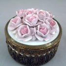 Porcelain Art Nouveau Style Jewelry Box with Floral Pedals Ornate Design