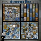 Steampunk Blue Digital Scrapbook Kit