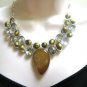 GREEN  AMETHYST,  DRUZY  & BIWA  PEARL SILVER  PLATED NECKLACE,  18"