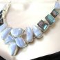SILVER PLATED   NECKLACE  -   MYSTIC  TOPAZ  &  AGATE ,  18"  ADJUSTABLE
