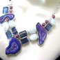 SILVER PLATED NECKLACE - DRUZY, RAINBOW MOONSTONE & TOPAZ -110 g, 18"