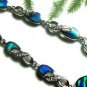 Fire Opal  Inlay  Silver Plated Gem  Bracelet, 12g  -   8.5"