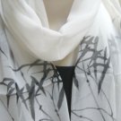 FREE & FAST SHIP -  Handmade  100%  Silk  Scarf  Oblong Hand  Painted  White