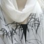 FREE & FAST SHIP -  Handmade  100%  Silk  Scarf  Oblong Hand  Painted  White