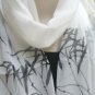 FREE & FAST SHIP -  Handmade  100%  Silk  Scarf  Oblong Hand  Painted  White