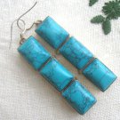 Turquaise Sterling Silver Earrings, Length  1 1/2"