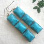 Turquaise Sterling Silver Earrings, Length 1 1/2"
