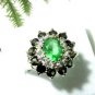 FAST SHIP -  FIRE GREEN TOPAZ  & SMOKY TOPAZ  GOLD PLATED RING, SIZE 7.5