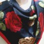 GIFT MOM SISTER GIRLFRIEND 100% Silk Scarf / Wrap FLORAL RED/BLACK, 32 x 32"