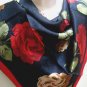 GIFT MOM SISTER GIRLFRIEND 100% Silk Scarf / Wrap FLORAL RED/BLACK, 32 x 32"