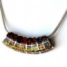 HUGE  Orange Fire Opal  Silver  Gemstone  Pendant  Necklace,    16"