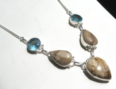 Picasso  Jasper Sterling Silver Necklace,  18" -20"