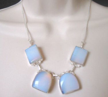 Blue Opal Sterling Silver Necklace,  Length  18"