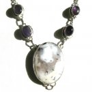 RETAIL $219.99  -   STERLI NG SILVER  DANDRITE  OPAL & AMETHYST   NECKLACE,  20"
