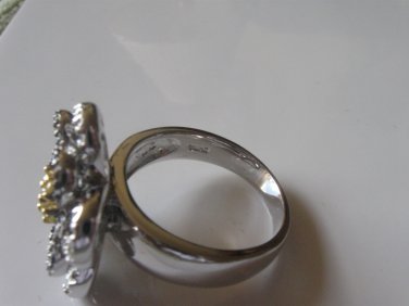 925 Sterling Silver - Black & Yellow Cubic Zirconia  Ring, Size 713 g