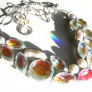 GIFT !  SILVER PLATED   NECKLACE  -   MYSTIC  TOPAZ  AND  BIWA  PEARL,  18'
