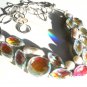 GIFT !  SILVER PLATED   NECKLACE  -   MYSTIC  TOPAZ  AND  BIWA  PEARL,  18'