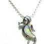 WHITE  OPAL  INLAY   STERLING   SILVER   GEMSTONE   PENDANT  NECKLACE,   18"